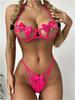 Pink Cut Out Bow Decor Sexy Lingerie for Women Erotic Bra and Panty Set Lace Halter bralette Thong Underwear Erotic Outfits