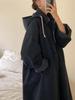 Korean Vintage Fashion Overcoat Loose Fit Single Breasted Long Coat with Detachable Hood Autumn Winter Women Outerwear Retro Long Sleeve New