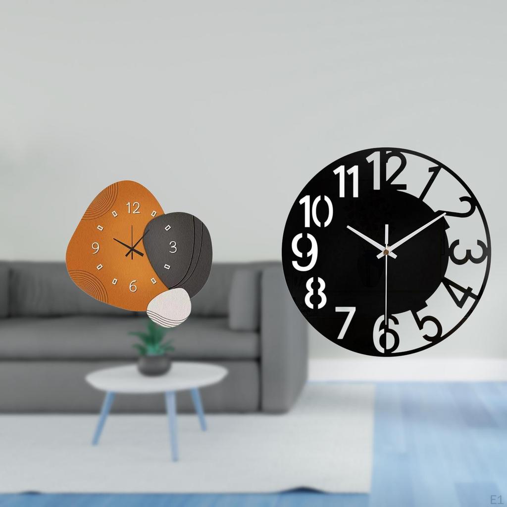 Contemporary Wooden Acrylic Wall Clock Art Silent Decorative Ornament for Bedroom Bathroom