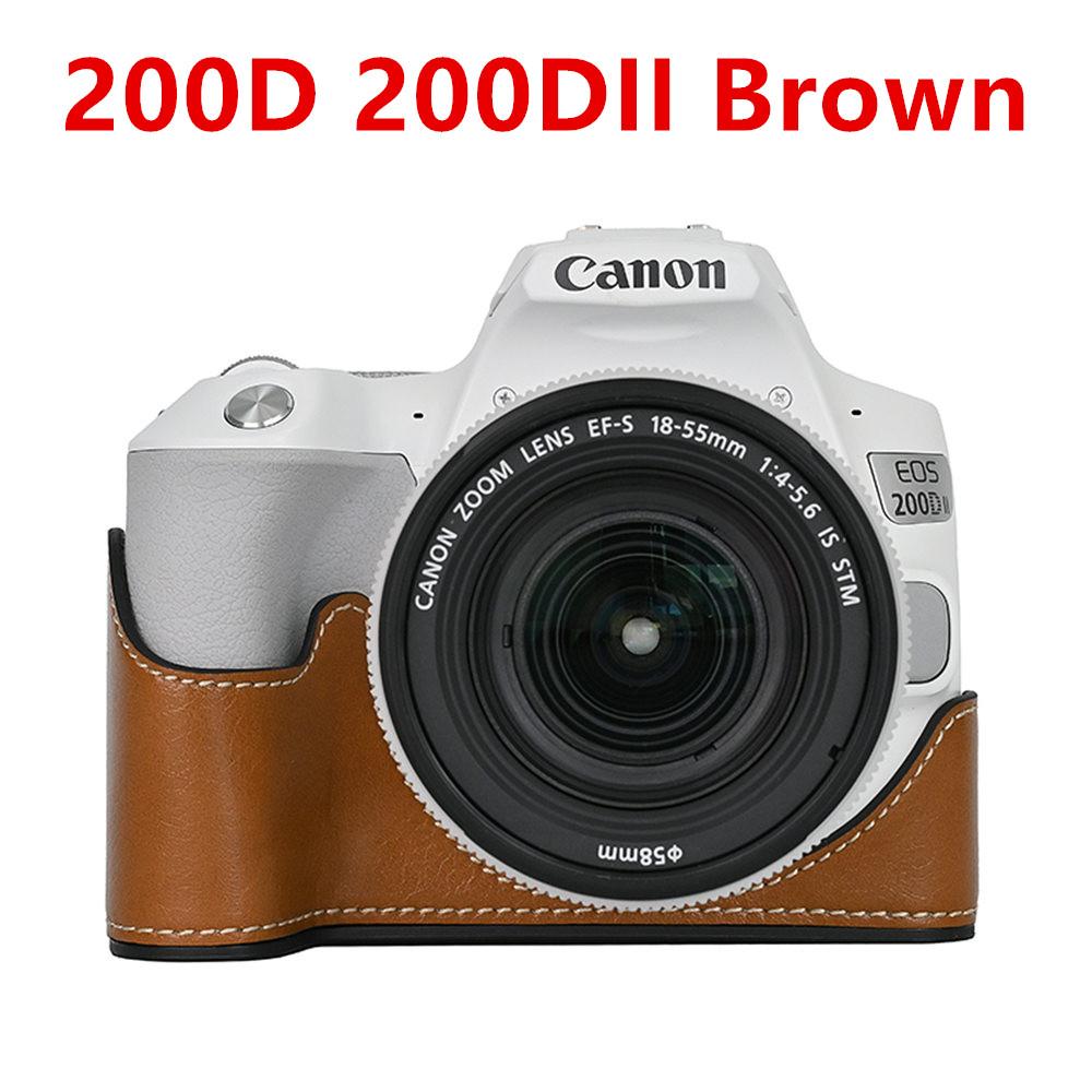 Camera Bag PU Leather Half Body Case for Canon EOS R50 R10 200D 200DII Battery Opening Bottom Cover