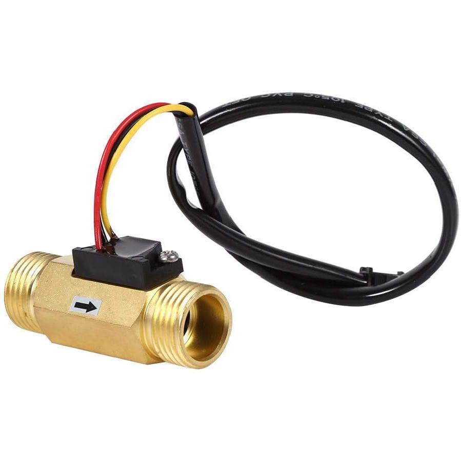 Water Flow Sensor Switch Hall Effect Water Flowmeter Meter 1-30L/min, DC4.5-18V, Copper - Water Flow Hall Sensor