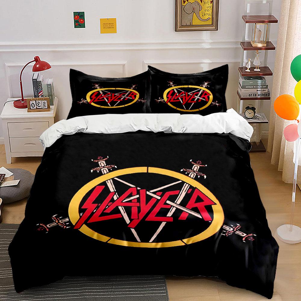 Slayer Logo Melns Gultasveļas Komplekts Gultasveļa
