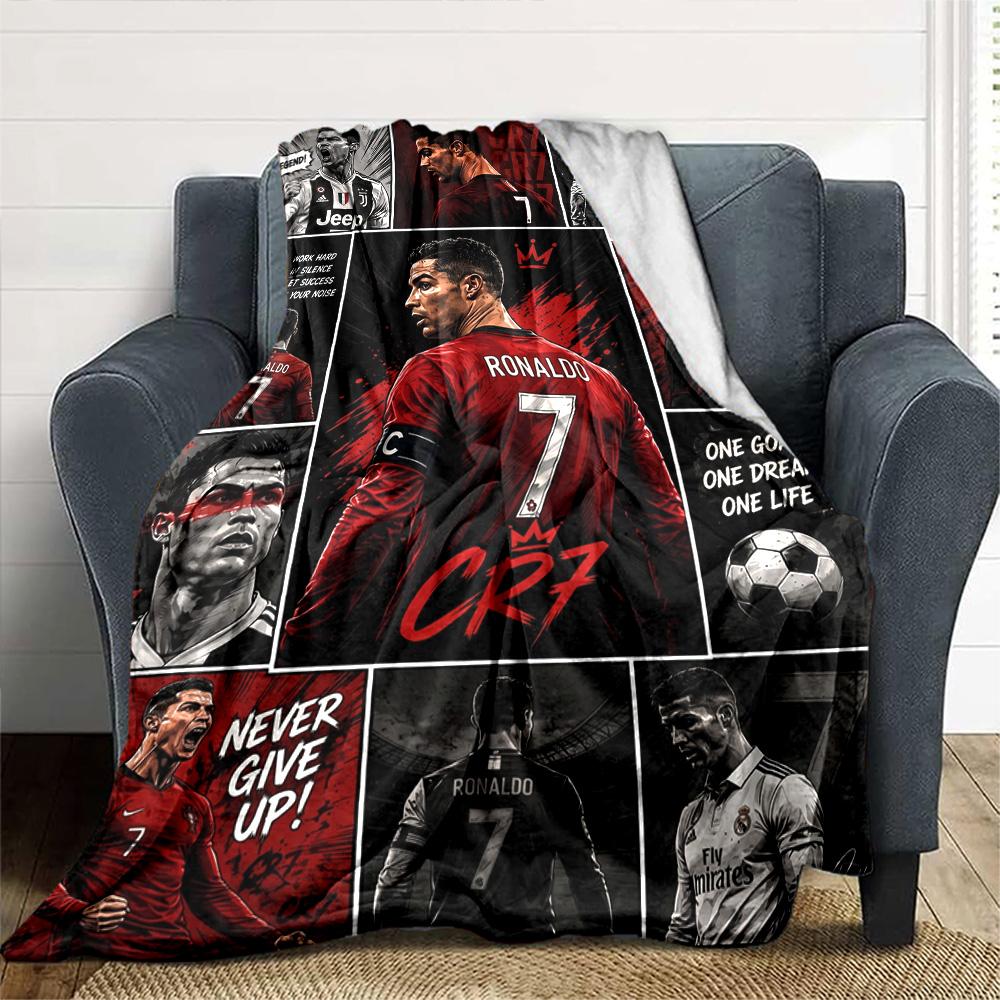 Ronaldo's Legacy Manchester United Blanket Durable Comfort Great for Office Chair Bedding Office Four Seasons Universal Playful Design