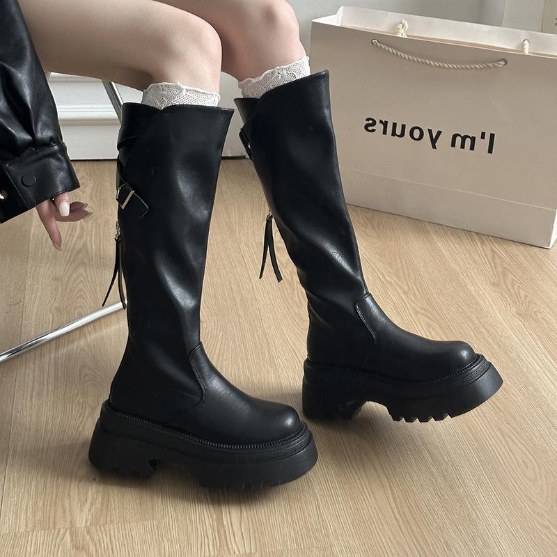 Brown Small Skinny Platform Boots Women's Boots 2025 New Summer Maillard Wind but Knee Boots