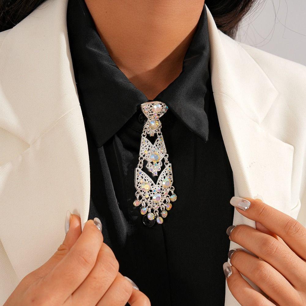 Adjustable Rhinestone Necktie Tassel Crystal Necktie Decorative Formal Business Ties  Wedding