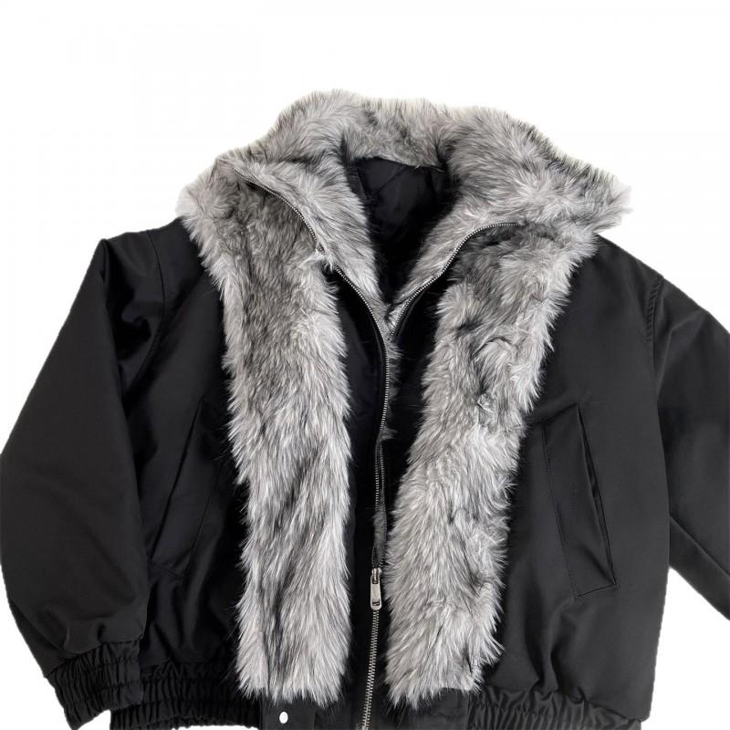 Mens Winter Thick Fleece Collar Cotton Coat Loose Casual Warm Stand Jacket
