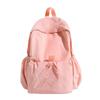 Schoolbag Japanese Solid Color Pleated Nylon Backpack Women's Large Capacity Lightweight Leisure Travel Backpack Women's College Student Computer Bag