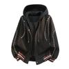 Unisex Oversized Hooded Jacket 2026 Casual Streetwear Lightweight Zip-Up Outerwear In Beige Black Coffee