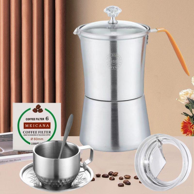 304 Stainless Steel Italian Moka Pot - High Pressure Espresso & Drip Coffee Maker