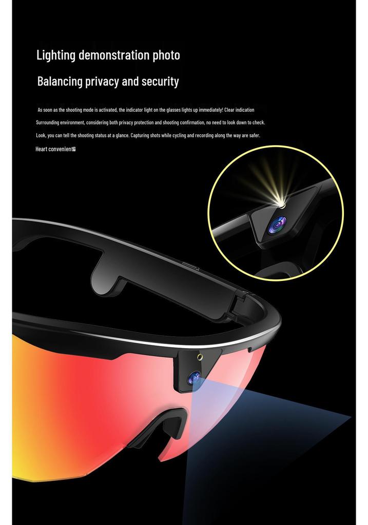 AI Smart Cycling Glasses: 800W Camera & Audio Translation for First-Person Sports Videos