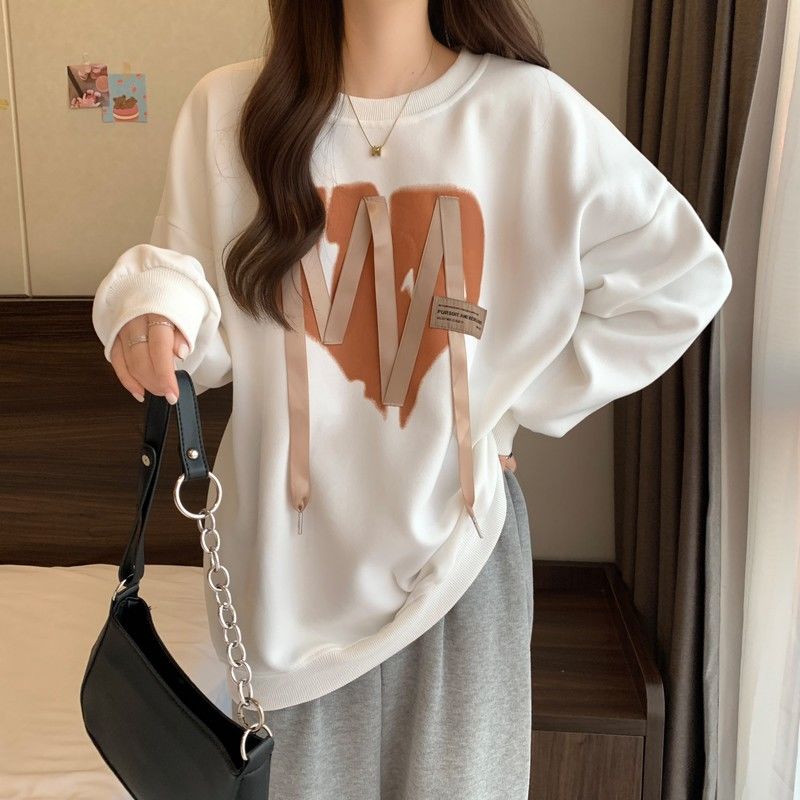 Pulover cu gât rotund pentru femei, stil de toamnă, design cu simț, pentru un grup restrâns, larg, cu mâneci lungi