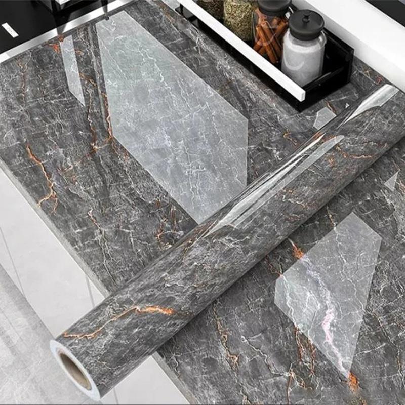 Fai da te 60cm Marmo Cucina A Prova di Olio Fornello Impermeabile Autoadesiva Carta da Parati Piano di Lavoro Armadio Ristrutturazione Piastrelle Adesivi Murali