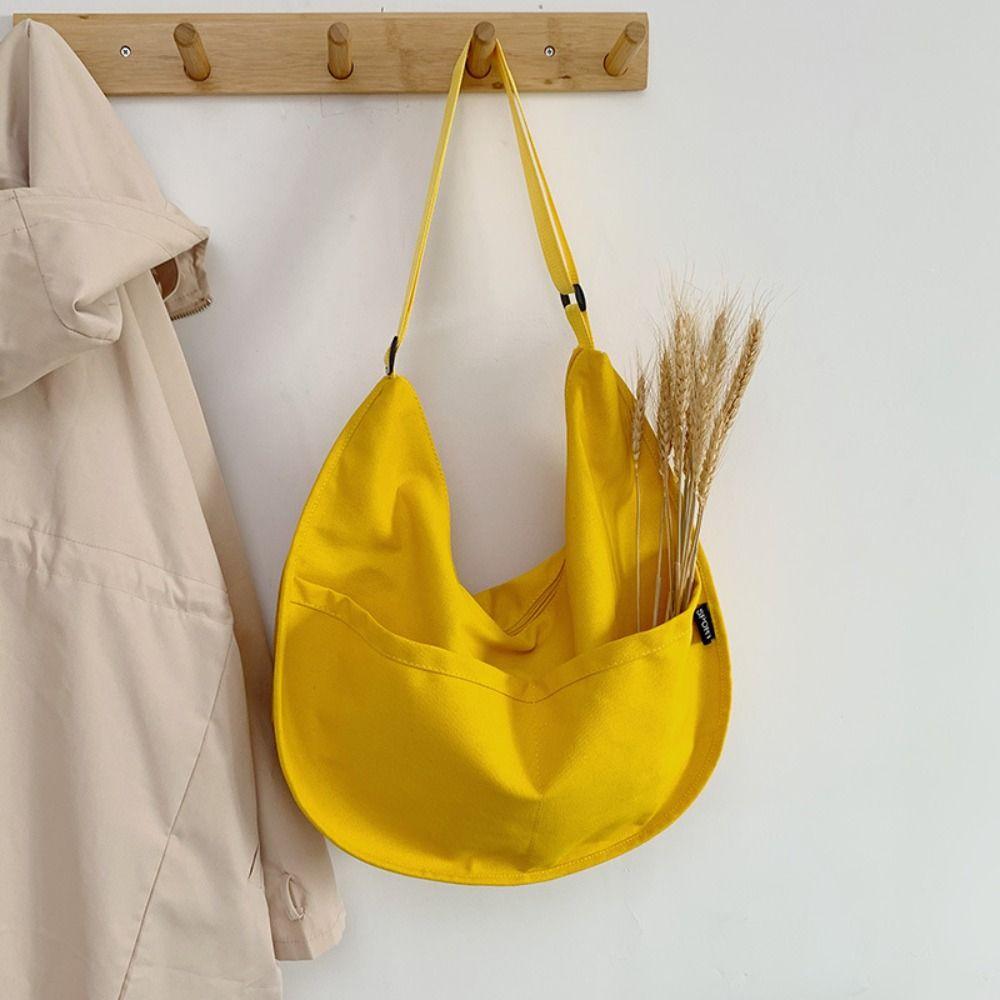 Faionable Canvas Women's Dumpling Bag Solid Color Large Capacity Crossbody Bags Shoulder Bag for Travel and Commuting