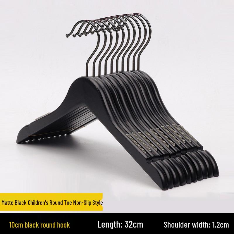 Women's Clothing & Children's Store Non-slip Solid Wood Hangers - Pure Black Trouser & Clothes Hangers