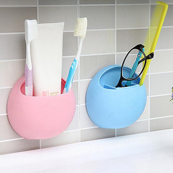 Toothbrush Sucker Holder Suction Cup Organizer Rack Bathroom Kitchen Storage