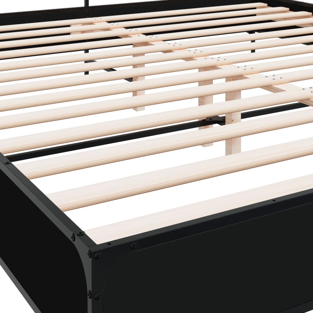 Bed Frame Black 180x200 cm Particleboard and Metal
