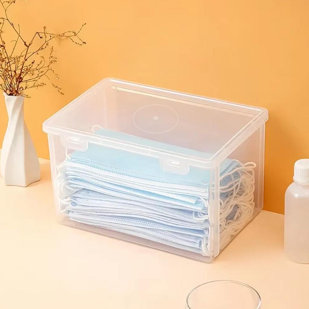 1pc Transparent Plastic Desktop Storage Box, for Storing Miscellaneous Items Such As Chargers, Remote Controls, Masks, Etc