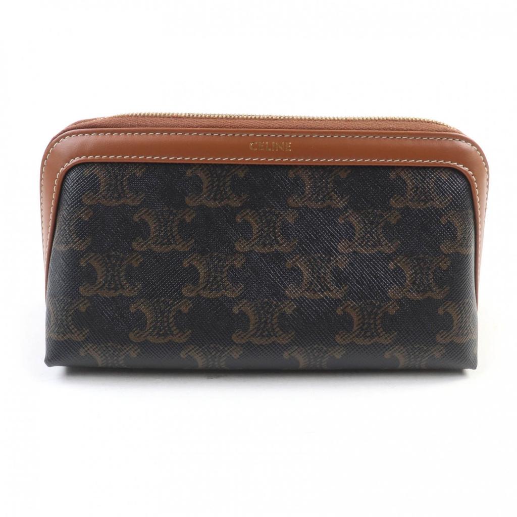 Excellent CELINE Cosmetics Pouch Cosmetic Lipstick Pouch Brown Leather Women 4M5032CZJ Used