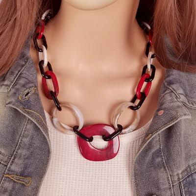 Handmade Color Block Geometric Necklace for Women Unique Statement Daily Wear Acrylic Jewelry Accessories