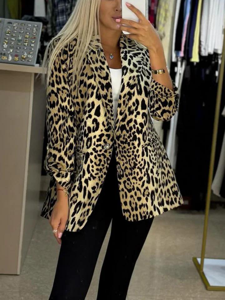 Women's Autumn 2025 Leopard Print Slimming Jacket Suit