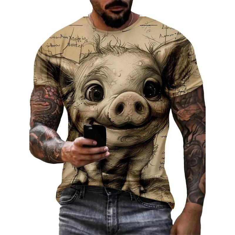 Funny 3D Animal Print Men's T Shirt Casual O-Neck  Short Sleeve  Fashion Streetwear Male Clothing Cat T-Shirts
