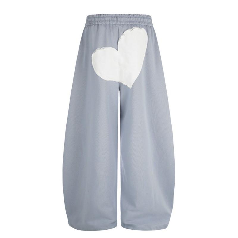 Mens Loose Fit Wide Leg Sweatpants Streetwear Graphic Patchwork Joggers Casual Trousers