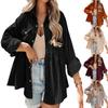 Women's Long Sleeve Ruffle Button-Up Shirt Top - Loose Fit