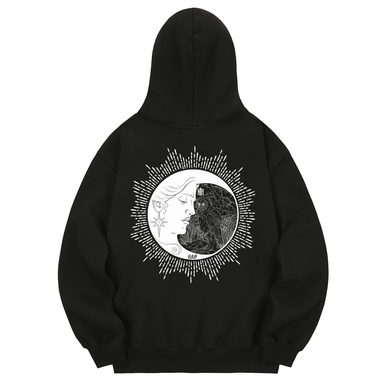 Khan 6312 Khb0138 Old Moon Fleece-Lined Hoodie - Black L
