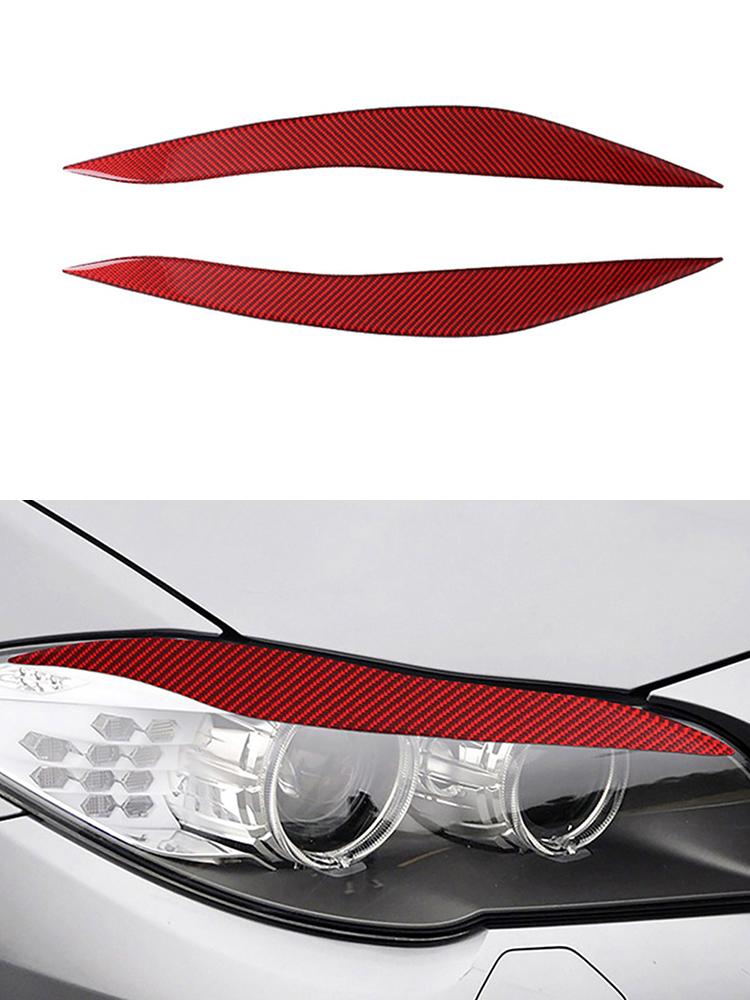 For BMW 5 Series F10 2010-2016 Carbon Fiber Car Headlight Eyebrow Eyelids Trim Cover Decoration Stickers
