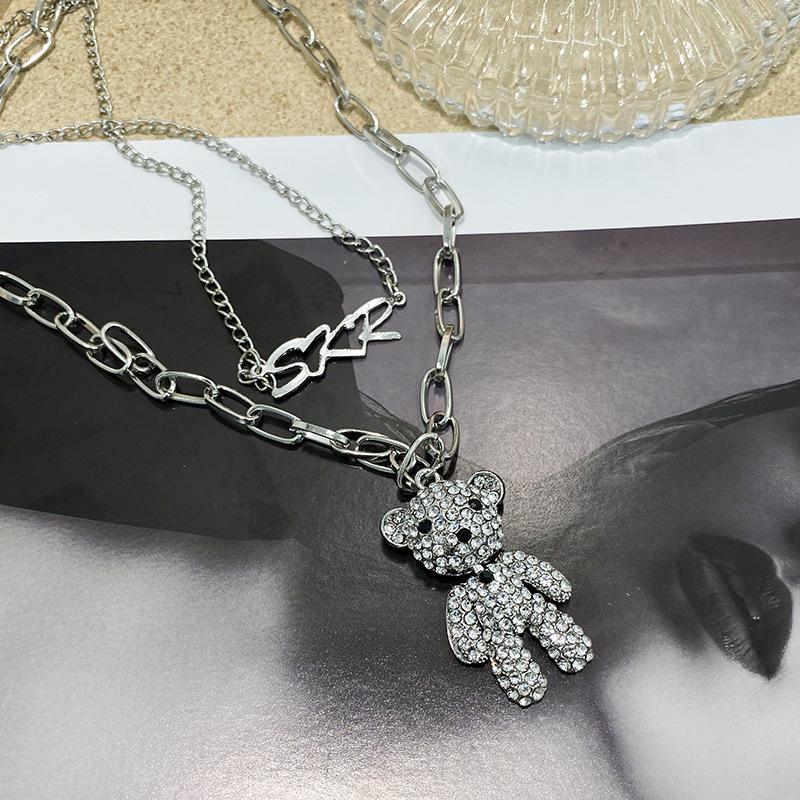 "European & American Double-Layer Love Necklace: Hip-Hop Inspired Long Sweater Chain for Women"
