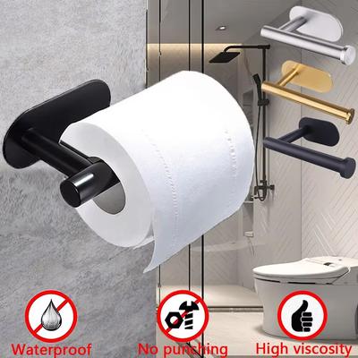 Bathroom Towel Rack Stainless Steel Self-Adhesive Paper Towel Rack Bathrobe Hook Bathroom Accessories Set