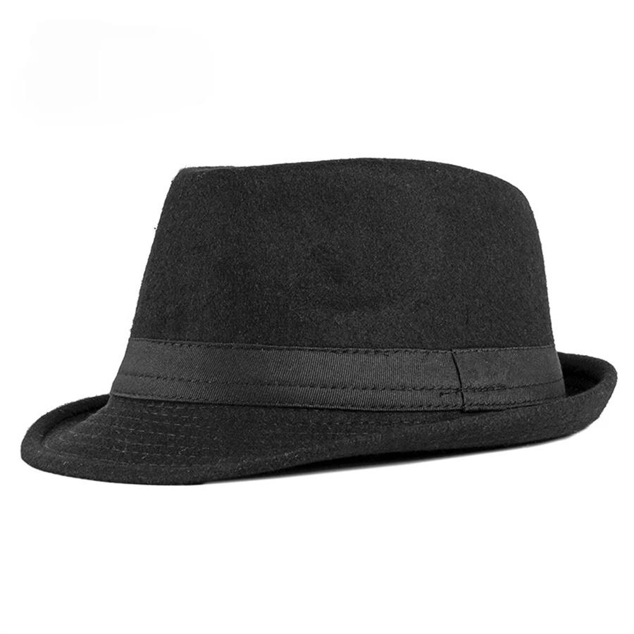Unisexové britské plstěné jazzové klobouky pro muže středního věku klobouk kbelíkový vlněný fedora klobouk podzim zima pro pány svatební párty magické klobouky