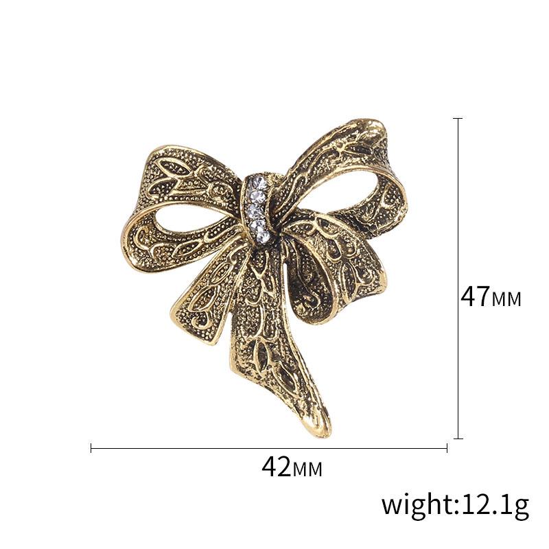Fashion Alloy Electroplated Retro Bow Rhinestone Brooch Women'S Corsage, High-End Clothing Accessories
