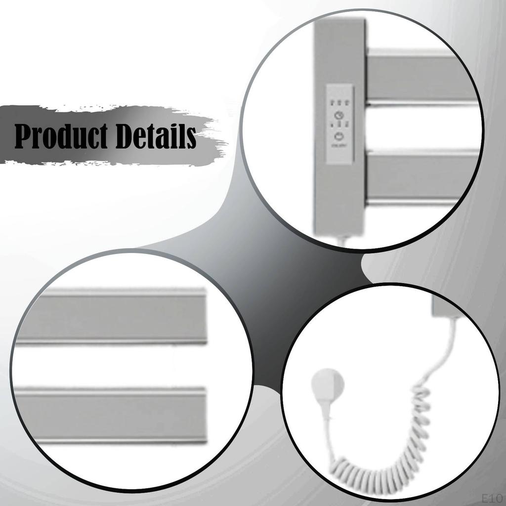 Electric Heated Towel Rack Smart Temperature Control Warming for Shower Black