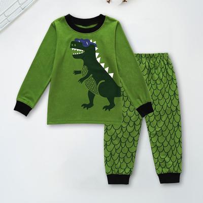 Kids Dinosaur Pajamas Set 2 Piece Pajamas Outfits Kids Cartoon Print Nightwear Skin-friendly Loungewear Homewear Suits