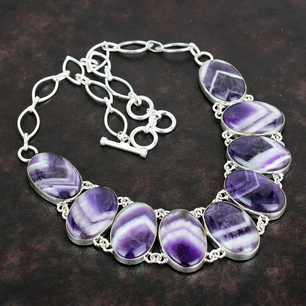 Collier améthyste chevron collier en argent sterling 925 collier chaîne ajustable fait main bijoux en pierres précieuses cadeaux de fiançailles collier élégant