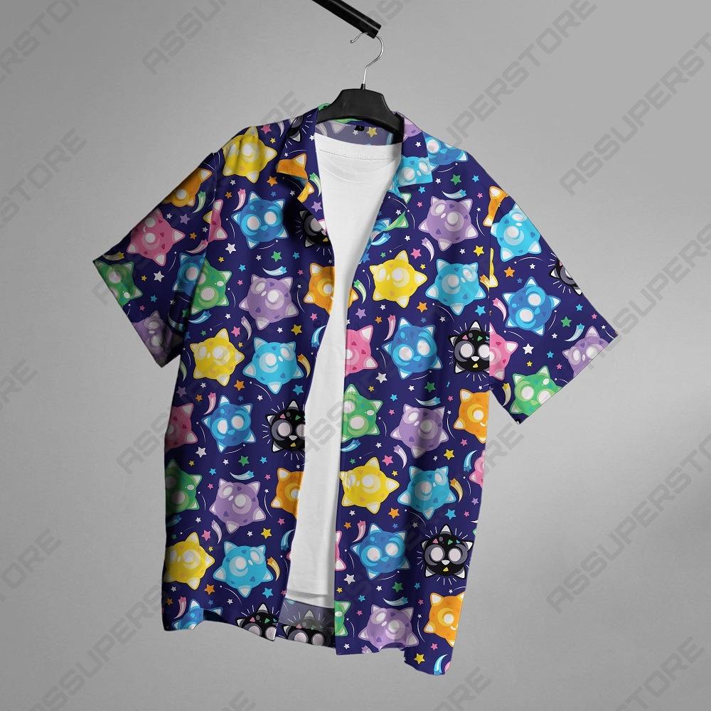 Summer Cute Cartoon Shirts For Men Fashion Harajuku Street Casual Trend Turn-down Collar Men's Lapel Short-sleeved Tops