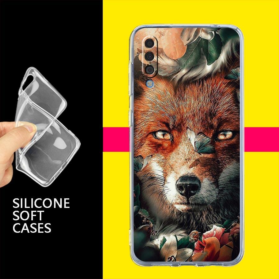 Cute Red Fox Gift Phone Case For Samsung Galaxy A52 A50 A70 A30 A40 A20E A10 A10S A20S A02S A04s A12 A22 A32 A72 5G Clear Cover