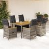 Vidaxl 7-Cz. Set di Mobili da Giardino con Cuscini, Grigio, Rattan PE
