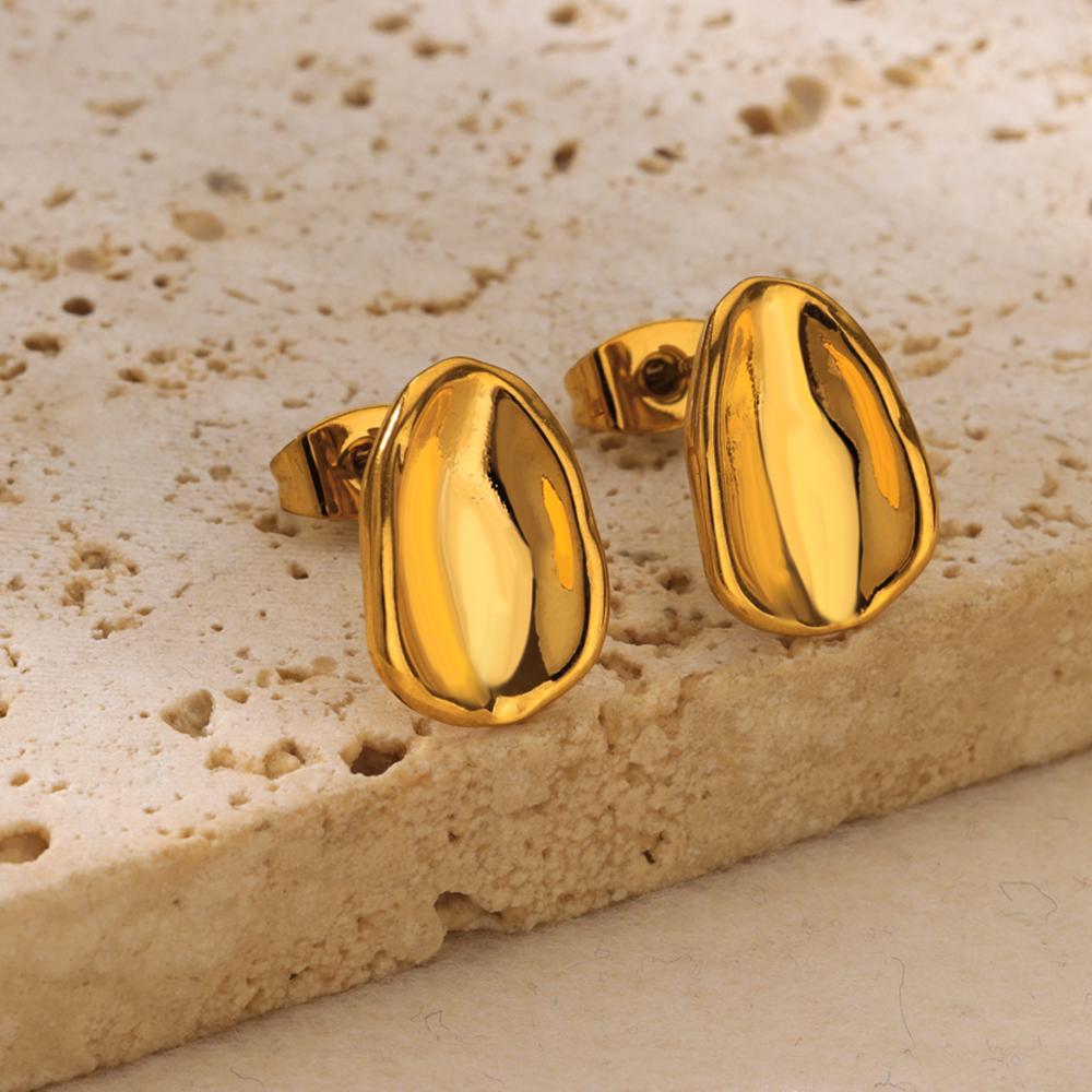 Vintage náušnice z nerezové oceli pro ženy Zlatá barva Nepravidelná geometrie Piercing náušnice Trend Estetické šperky