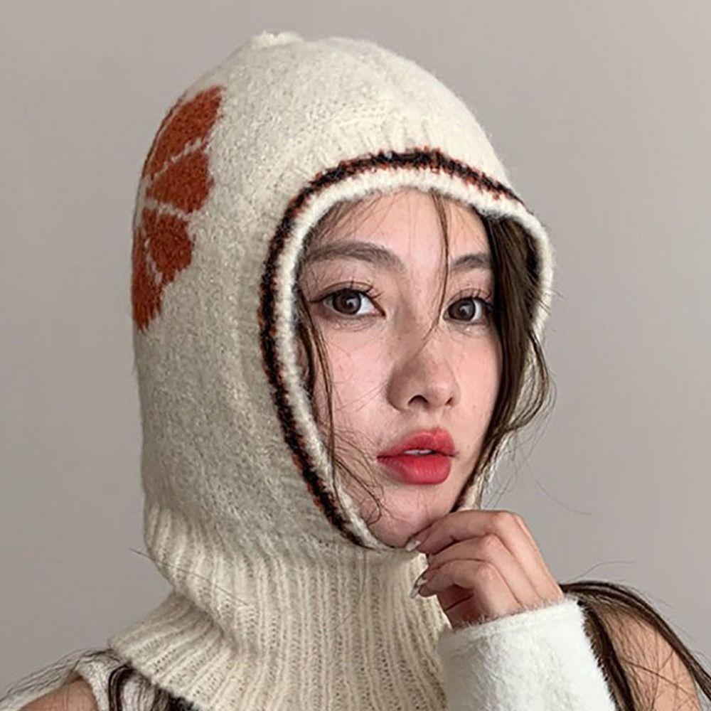 

Knit Balaclavas Mask One-Piece Neck Scarf Windproof Headgear Bandana Ski бежевий