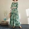 2025 New Floral Vacation Style Travel Round Neck Vintage Dresses