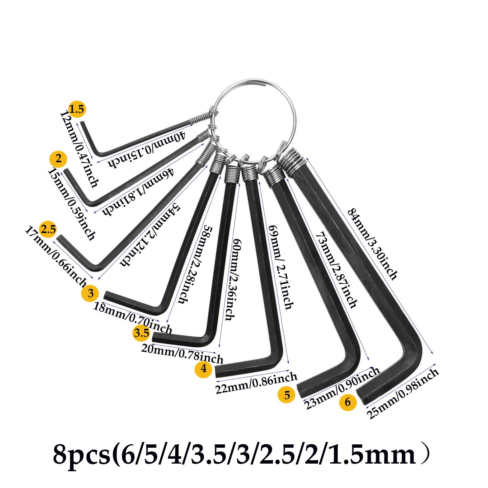 

8 шт. 10 шт. 1,5-10 мм міні-шестикутник з шестигранним шестикутником, набір ключів, набір гайкових ключів, набір викруток, інструмент із легованої сталі 8pcs