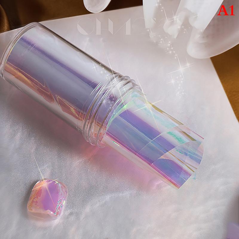 Nail Art Aurora Ice Cube Cellophane Large Colorful Transfer Paper Laser Sticker