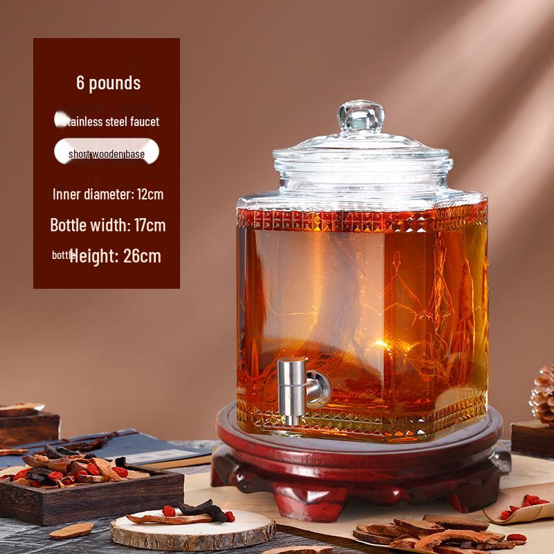 Sealed Sparkling Wine Bottle with Faucet - Household Ginseng Wine Jar & Baijiu Container