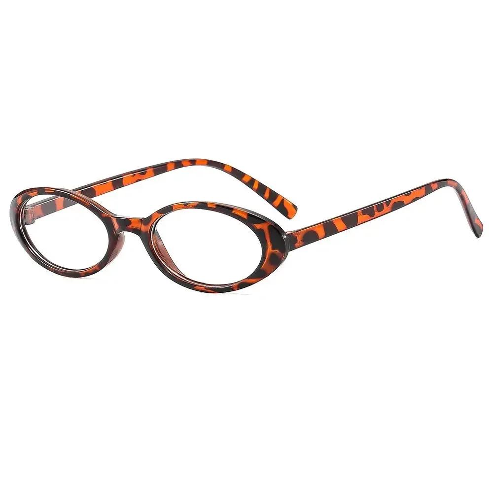 New Y2K Oval Frame Anti-Blue Light Glasses Girls Fashion Retro Cat Eye Narrow Spectacles Small Plain Computer Reading Goggles