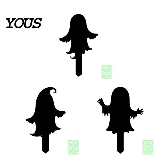 Spooky Outdoor Silhouette Halloween Garden Stake, Black Cat Yard Sign with Glow-in-the-dark Stakes Eyes, Waterproof Ghost for Lawn Pathway Decoration