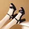 New Summer Women Thick Heel Sandals With Platform Soft Leather Comfortable Stylish Height Increasing Shoes