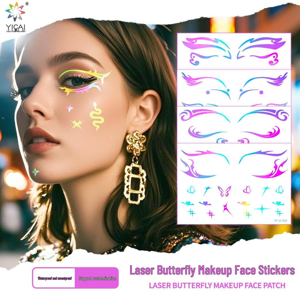 European & American Cross-border Music Festival Laser Eyeliner Stickers - Waterproof & Long-lasting Disposable Tattoos