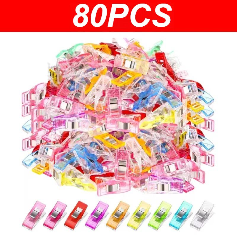 80/4/20 Stück Nähklammern Bunt Vielseitig Kunststoff Basteln Häkeln Stricken Sicherheit Kleidung Farbige Bindeclips Büroklammern